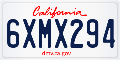 CA license plate 6XMX294