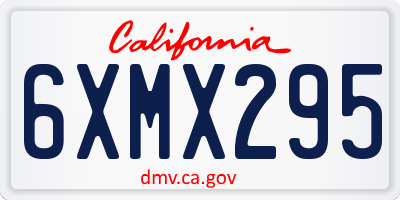 CA license plate 6XMX295