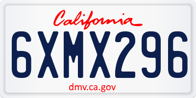 CA license plate 6XMX296