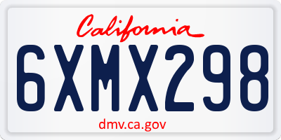 CA license plate 6XMX298