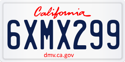 CA license plate 6XMX299