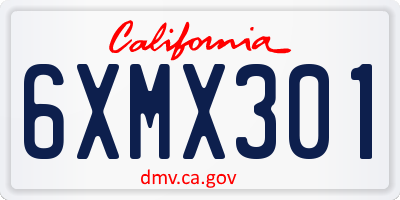 CA license plate 6XMX301