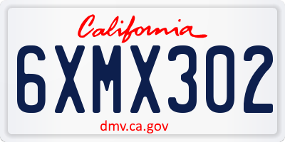 CA license plate 6XMX302