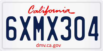 CA license plate 6XMX304