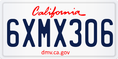 CA license plate 6XMX306