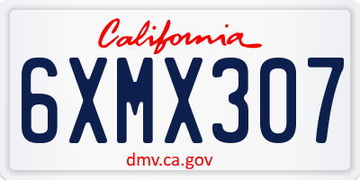 CA license plate 6XMX307