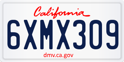 CA license plate 6XMX309