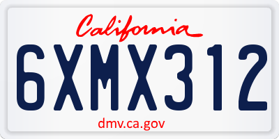 CA license plate 6XMX312