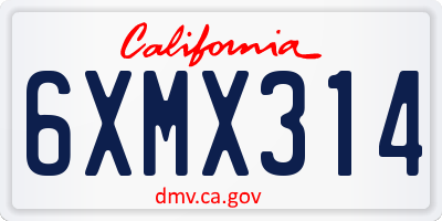 CA license plate 6XMX314
