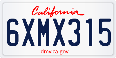 CA license plate 6XMX315