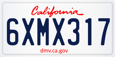 CA license plate 6XMX317