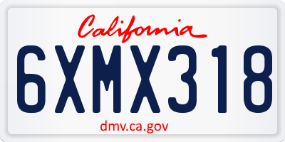 CA license plate 6XMX318