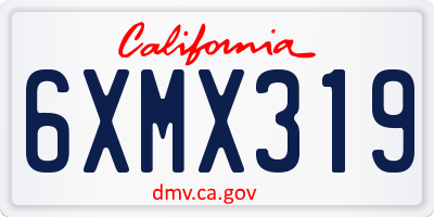 CA license plate 6XMX319