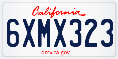 CA license plate 6XMX323