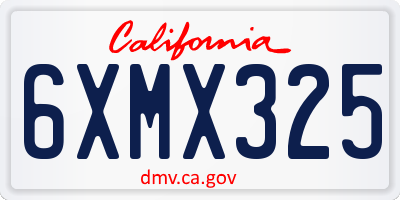 CA license plate 6XMX325