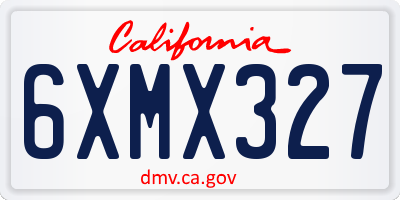 CA license plate 6XMX327