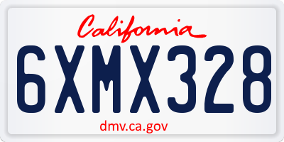 CA license plate 6XMX328