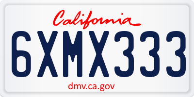 CA license plate 6XMX333