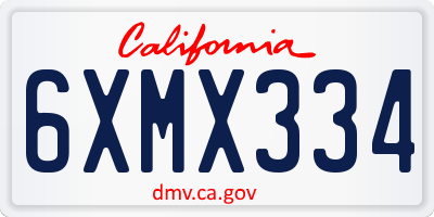 CA license plate 6XMX334