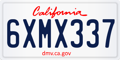 CA license plate 6XMX337