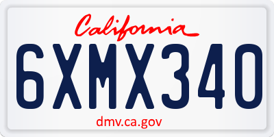 CA license plate 6XMX340