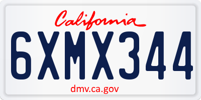 CA license plate 6XMX344