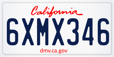 CA license plate 6XMX346