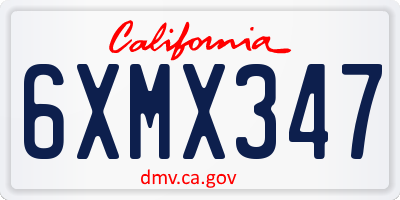 CA license plate 6XMX347