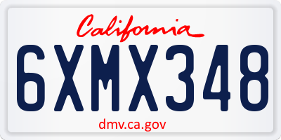 CA license plate 6XMX348