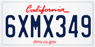 CA license plate 6XMX349