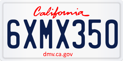 CA license plate 6XMX350