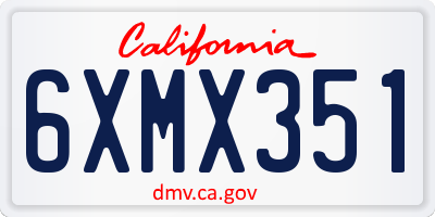CA license plate 6XMX351