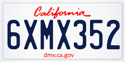 CA license plate 6XMX352