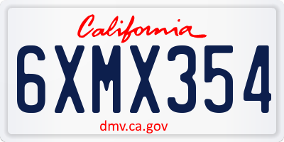 CA license plate 6XMX354