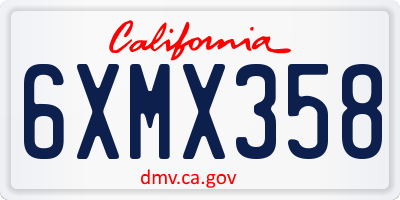 CA license plate 6XMX358