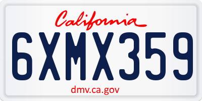 CA license plate 6XMX359