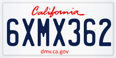 CA license plate 6XMX362