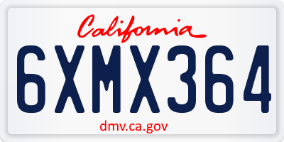 CA license plate 6XMX364