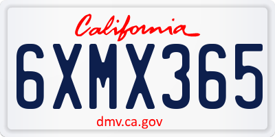 CA license plate 6XMX365