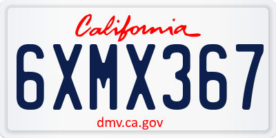 CA license plate 6XMX367