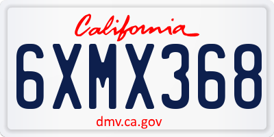CA license plate 6XMX368