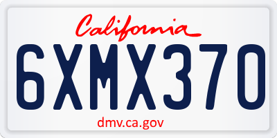 CA license plate 6XMX370