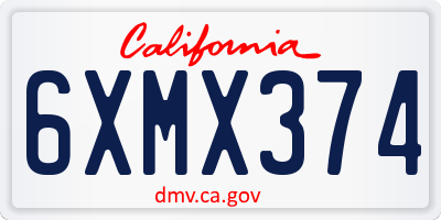 CA license plate 6XMX374