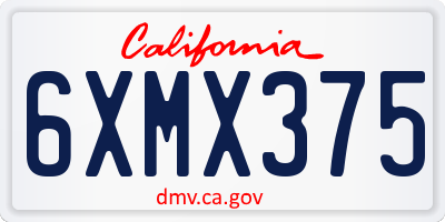 CA license plate 6XMX375