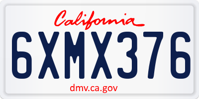 CA license plate 6XMX376