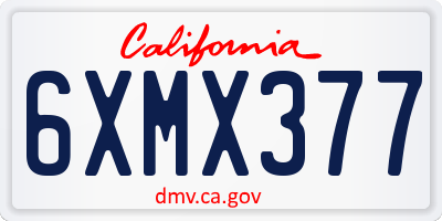 CA license plate 6XMX377