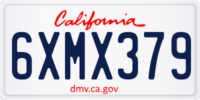 CA license plate 6XMX379