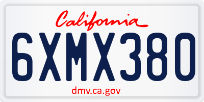 CA license plate 6XMX380