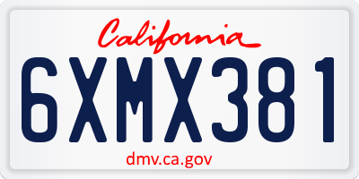 CA license plate 6XMX381