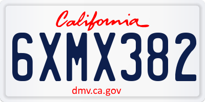 CA license plate 6XMX382